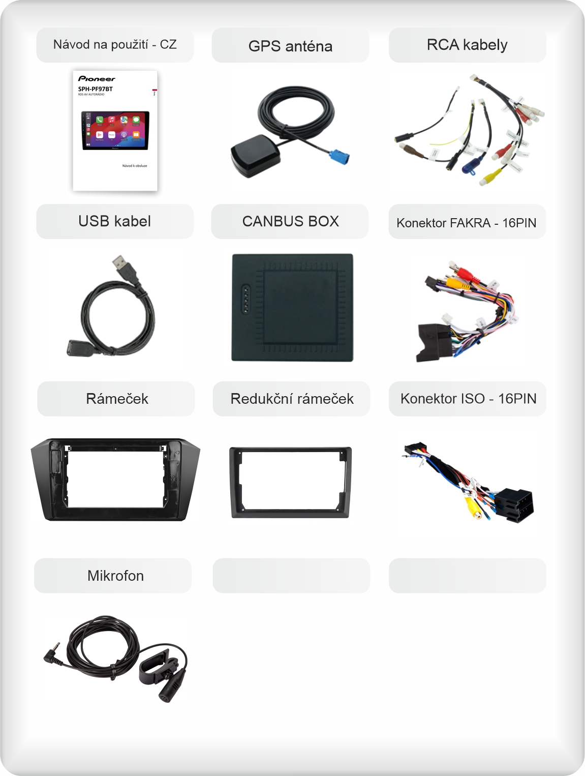 CZ příslušenství pro autorádio Pioneer SPH - PF97BT pro volkswagen passat b8 carplay a android auto evtech_cz